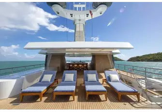 Looking forward from the aft deck towards the bar midships