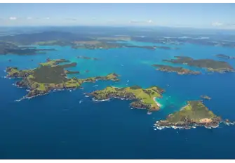 Aerial view of the multitude of bays, coves and secret beaches
