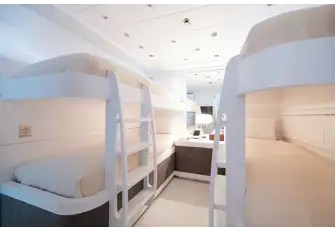 The four berth bunk cabin is a popular family friendly charter feature