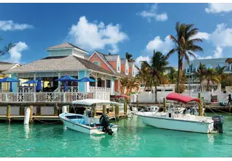 Harbour Island marina, just a few steps from the beachside Rock House restaurant