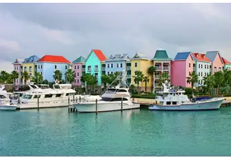 Painted houses line the picturesque waterfront&nbsp;