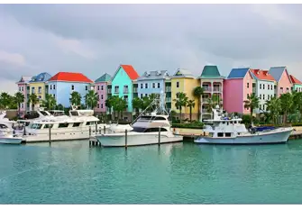 Painted houses line the picturesque waterfront