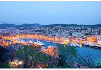 Superyachts nestle in the city-centre marina