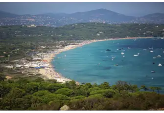 The legendary stretch of sand forming the western edge of the Baie de Pampelonne, south of Saint-Tropez