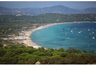 The legendary stretch of sand forming the western edge of the Baie de Pampelonne, south of Saint-Tropez