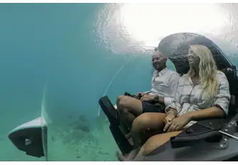 The acrylic dome has the same refractive index as water so there's no distortion