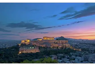 The Parthenon temple and Acropolis citadel dominate the Athens skyline