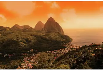 The Pitons dominate the skyline