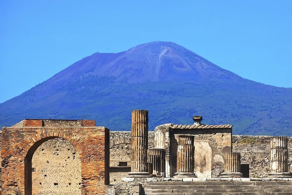 The ruins of the city lie in the shadow of Mount Etna