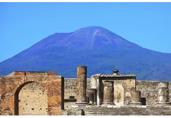 The ruins of the city lie in the shadow of Mount Etna