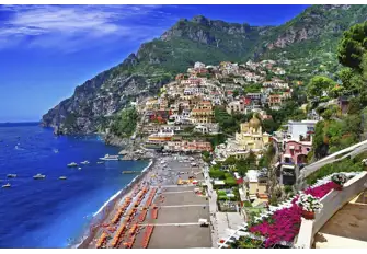 Positano's beach, the town's focal point, is a big attraction
