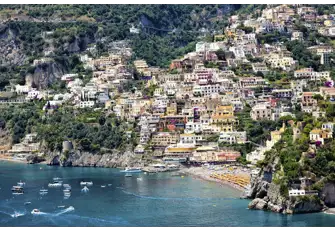 Nestled in the cliffs is Marina Grande Beach at the heart of Positano