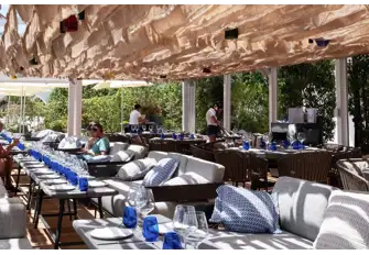 Chiringuito Blue presents views south west across the bay to the Montanas Verdes