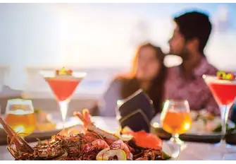 Bars and restaurants line the harbourside