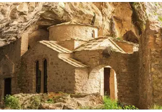 A monastery lies hidden in the caves