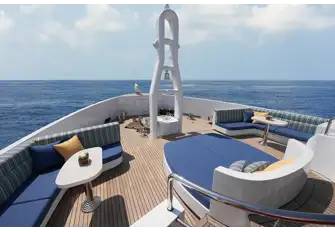 SUNONE - The foredeck sun lounge seen from the tender stowage area