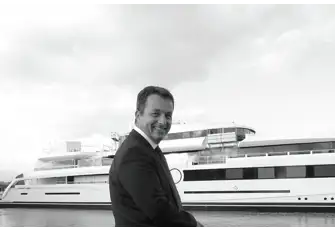 Senior Partner Peter Brown at the launch of LADY S, 93m Feadship, Royal Van Lent