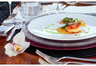Seared local scallops and prawn ceviche - the chef is a genius
