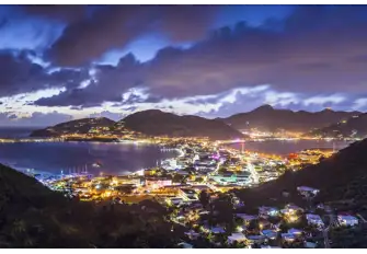 Looking across Sint Maarten's capital, Philipsburg