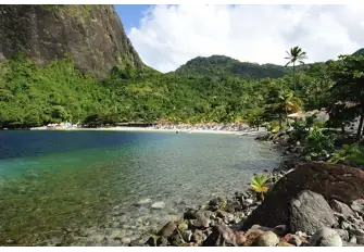 The beach at the base of the Pitons