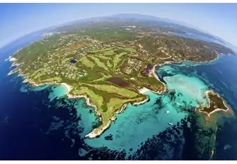 The rugged coast to the east of Bonifacio, showing Cape Sperone and Piana island, part of the Lavezzi archipelago nature reserve