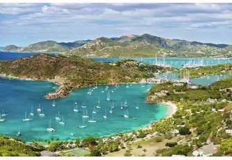 The view from Antigua's Shirley Heights overlooks English Harbour and Falmouth Harbour