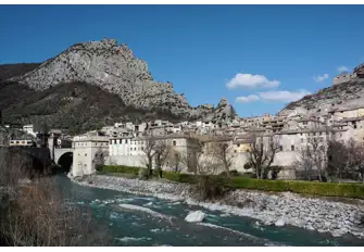Entrevaux, positioned on a rocky outcrop at a bend in the Var River, has been settled since the 11th century