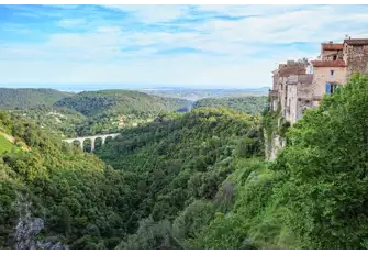 The viaduct that carries the Train des Pignes viewed from Tourettes-sur-Loup