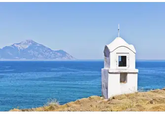 Mount Athos looms large
