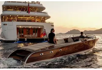 SEANNA's tender ferries you to the yacht's beach club
