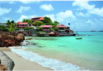 Eden Rock hotel perches on the edge of St Jean Bay