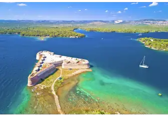 St Nicholas' Fortress, which guards the entrance channel to Šibenik, is listed as a UNESCO World Heritage Site as a Venetian work of defence built between the 15th and 17th centuries