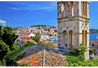 Hvar lies within 13th century walls and is overlooked by a hilltop fortress