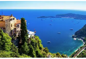 From its clifftop location Eze delivers spectacular views along the French Riviera, including St-Jean-Cap-Ferrat in this shot