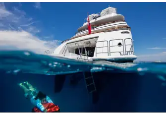 11.11, 63m (206.7ft), 12 guests in 6 cabins, rates from EUR 650,000 per week