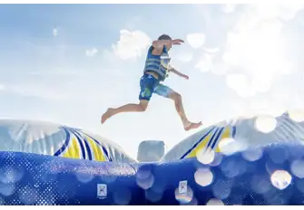 Stage your own Total Wipeout tournament with inflatables like the Double Icecap