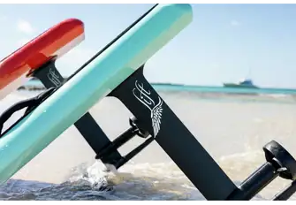 The 71cm (28in) mast and foils are constructed in carbon fibre and there are two foil packages options for speed and stability