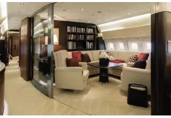 The sliding doors gradually reveal the living space while walking aft from the corridor