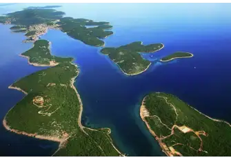An aerial of Losinj showing the proliferation of islands and bays to explore