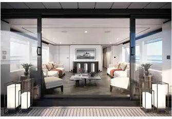 The main saloon opens onto the huge main deck aft