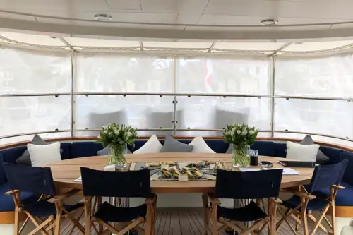 Aft deck dining area